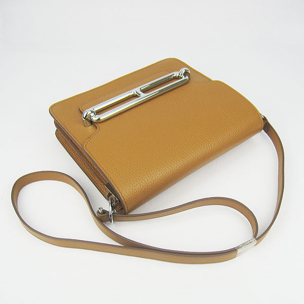 Replica Hermes Togo Leather Messenger Bag Light Coffee 8078 - Click Image to Close